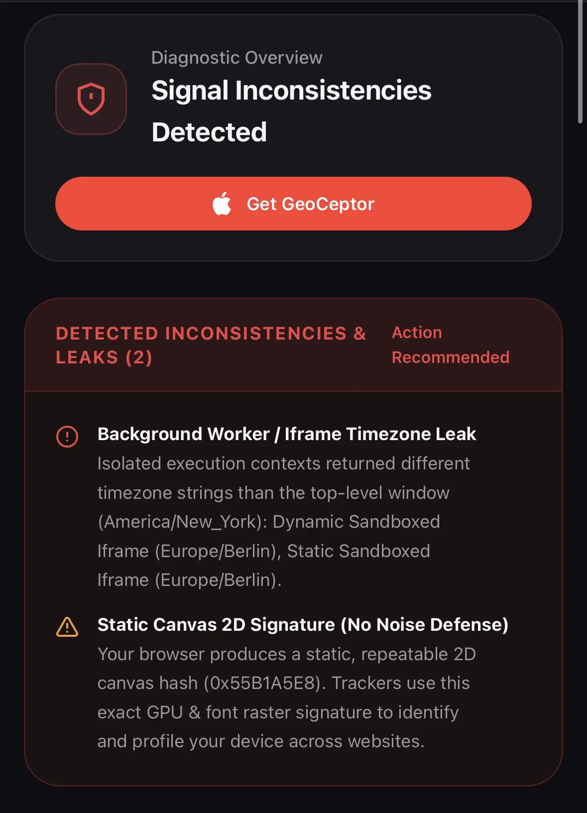 GeoSpoof Signal Inconsistencies Overview